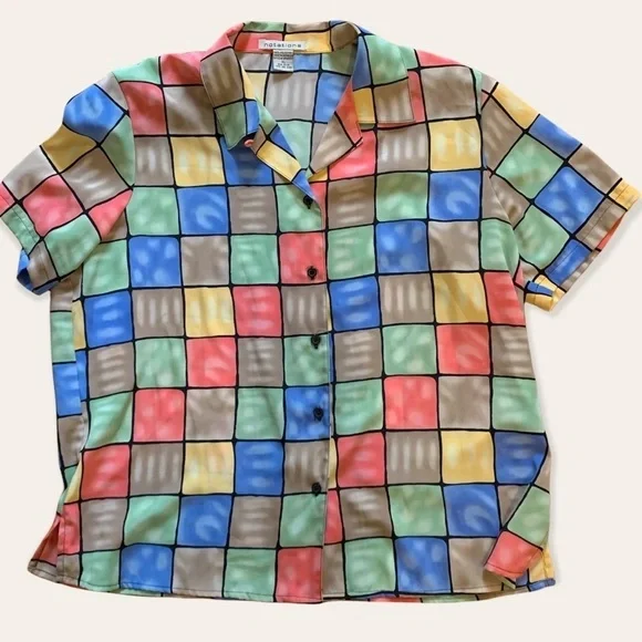 NOTATIONS XL Multicolored Women’s short sleeve blouse shirt - Picture 4 of 14